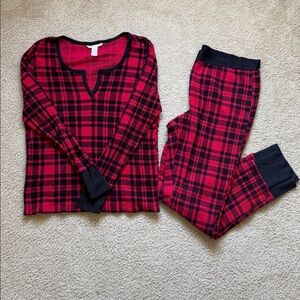 Victoria's Secret Buffalo Plaid Thermal Pajama Set